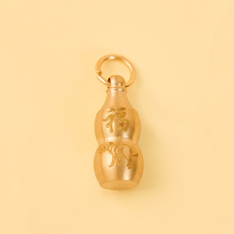 FuAttract Wealth & Good Fortune Brass Chinese Zodiac Calabash Keychain With Seven Grains  - image 11