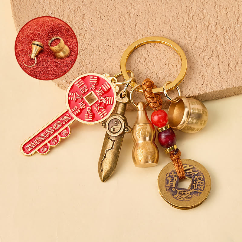 FuAttract Wealth & Good Fortune Brass Chinese Zodiac Calabash Keychain With Seven Grains  - Dragon - image 16