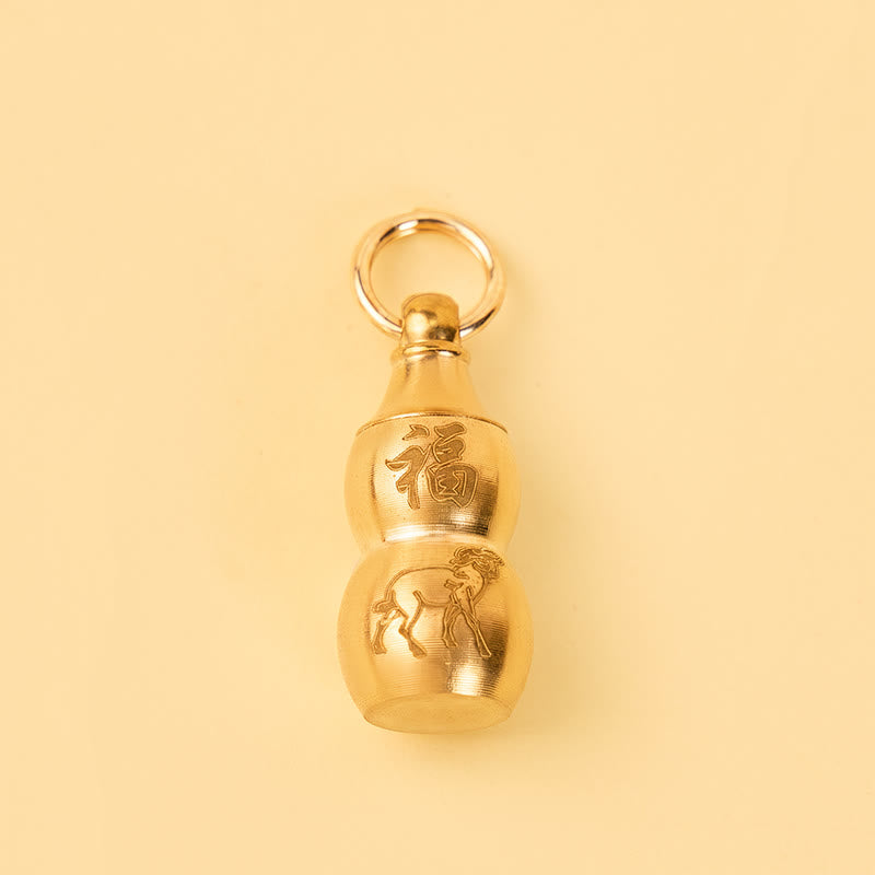 FuAttract Wealth & Good Fortune Brass Chinese Zodiac Calabash Keychain With Seven Grains  - image 21