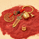 FuAttract Protection & Wealth Brass Chinese Zodiac Calabash Seven Star Sword Lucky Keychain - image 3