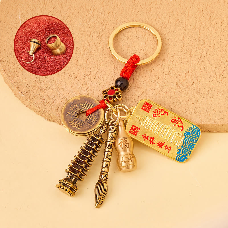 FuAttract Protection & Wealth Brass Chinese Zodiac Calabash Seven Star Sword Lucky Keychain - Rat - image 8