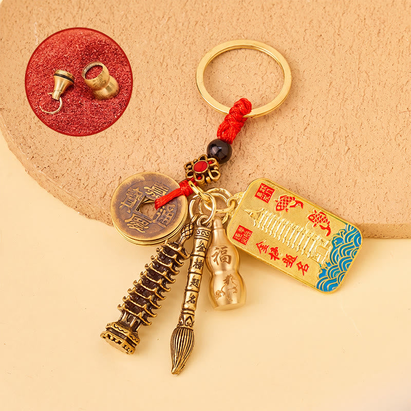 FuAttract Protection & Wealth Brass Chinese Zodiac Calabash Seven Star Sword Lucky Keychain - Horse - image 13