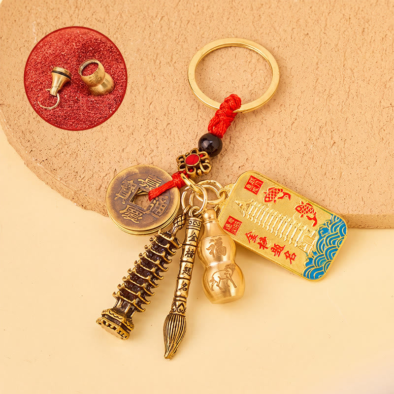 FuAttract Protection & Wealth Brass Chinese Zodiac Calabash Seven Star Sword Lucky Keychain - Goat - image 14