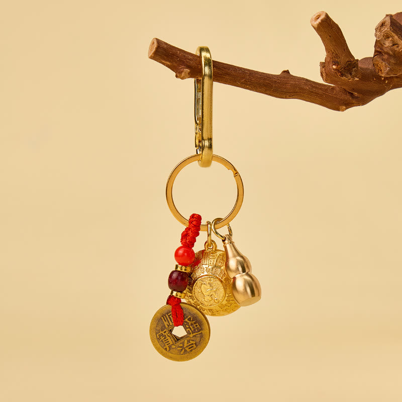 FuAttract Abundance Protection & Lucky Brass Chinese Zodiac Rotating Wealth Bowl Keychain - image 2