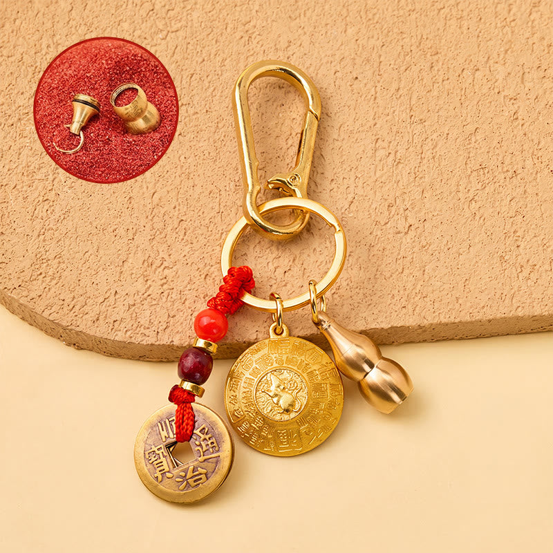FuAttract Abundance Protection & Lucky Brass Chinese Zodiac Rotating Wealth Bowl Keychain - Rat - image 9