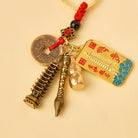 FuAttract Career Growth & Prosperity Brass Chinese Zodiac Chinese Keychain With Wenchang Talisman - image 1