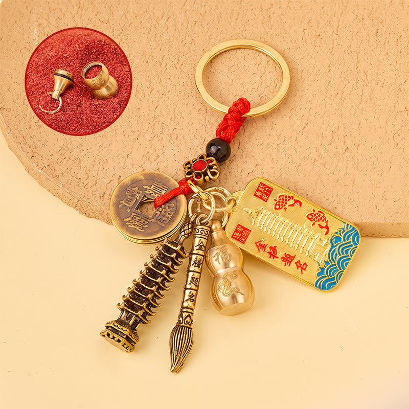 FuAttract Career Growth & Prosperity Brass Chinese Zodiac Chinese Keychain With Wenchang Talisman - Snake - image 13