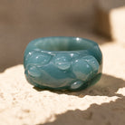 FuAttract Prosperity Protection & Harmony Natural Blue Jadeite Carved Pixiu Ring - image 5