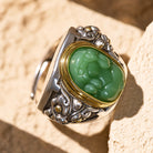 FuAttract Prosperity Protection & Fortune Natural Cyan Jade Pixiu Inlaid Ring - image 2