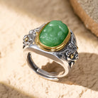 FuAttract Prosperity Protection & Fortune Natural Cyan Jade Pixiu Inlaid Ring - image 5