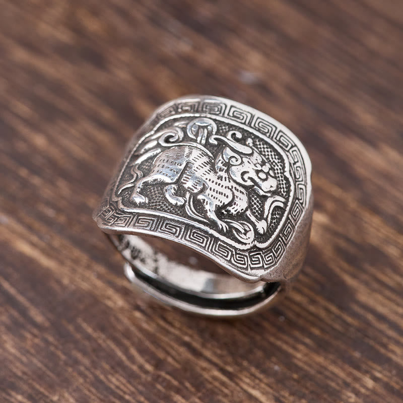 FuAttract Wealth Luck & Prosperity Copper Pixiu Vintage Open Ring - image 1