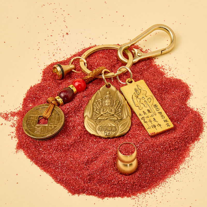 FuAttract Protection Luck & Safe Brass Chinese Zodiac Calabash Guardian Buddha Warding Talisman Keychain - image 3