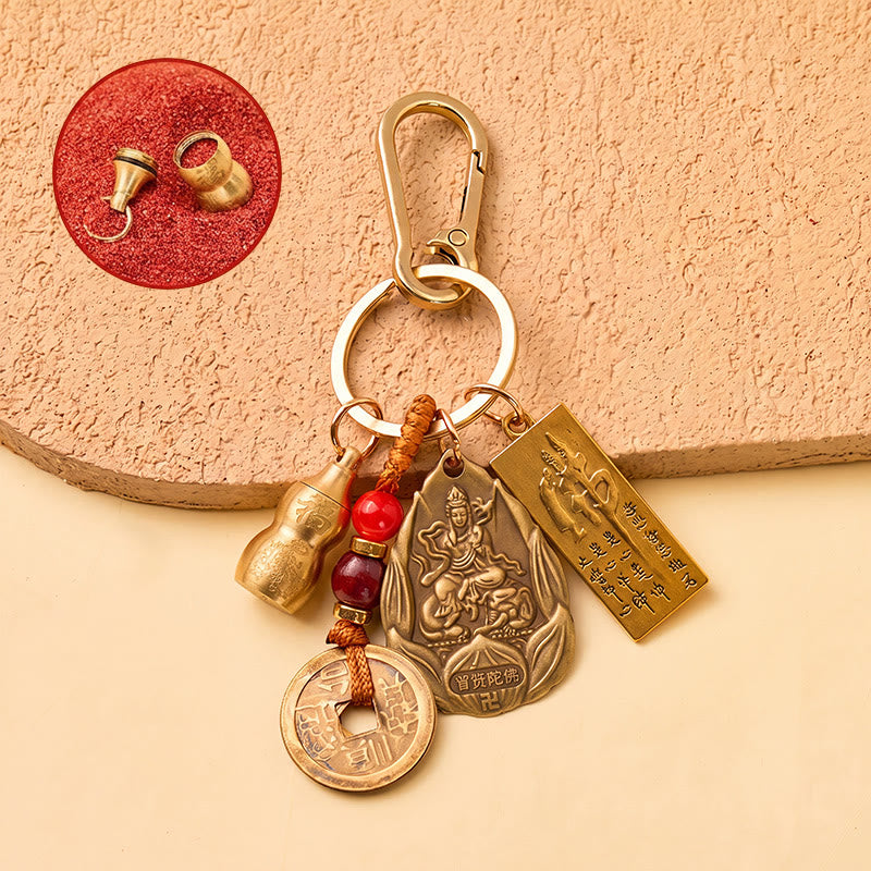 FuAttract Protection Luck & Safe Brass Chinese Zodiac Calabash Guardian Buddha Warding Talisman Keychain - Dragon - image 14