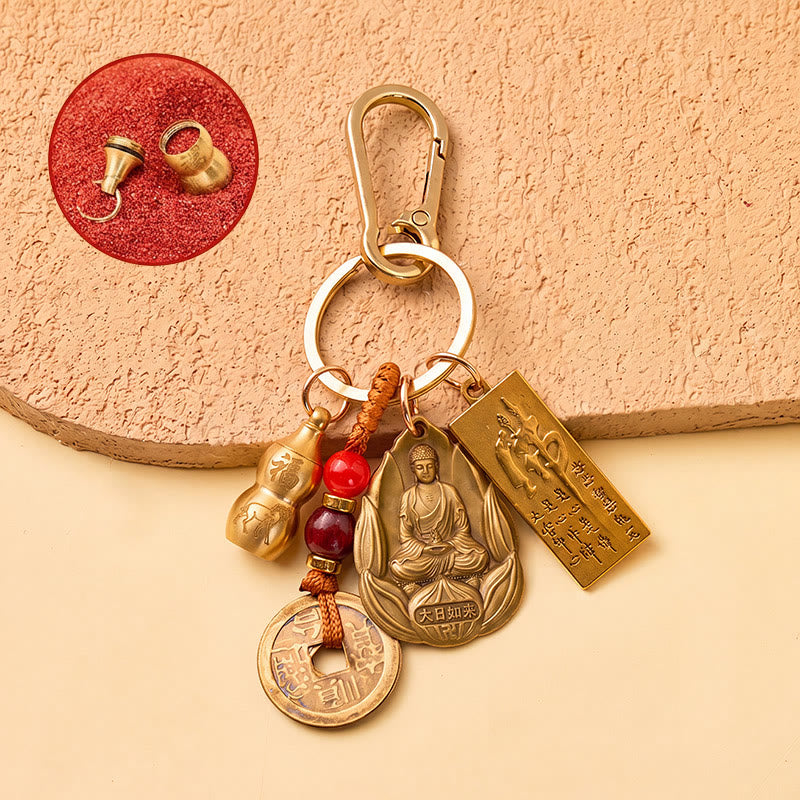 FuAttract Protection Luck & Safe Brass Chinese Zodiac Calabash Guardian Buddha Warding Talisman Keychain - Goat - image 20