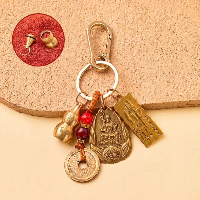 FuAttract Protection Luck & Safe Brass Chinese Zodiac Calabash Guardian Buddha Warding Talisman Keychain - Rooster - image 24