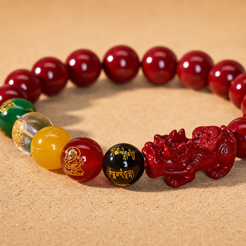FuAttract Wealth Blessing & Protection Purple Gold Sand Five Wealth Gods Bracelet With Pixiu - image 5