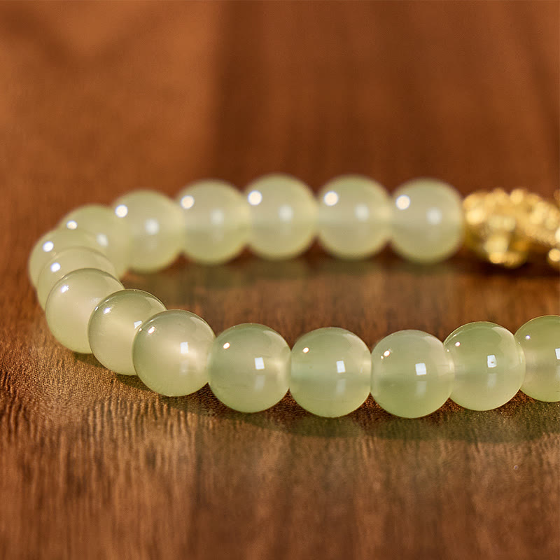 FuAttract Wealth Protection & Luck Golden Pixiu Hetian Jade Bead Bracelet - image 5