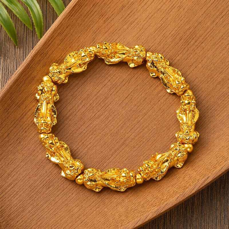 FuAttract Fortune Prosperity & Positive Energy Golden Alloy Eight Pixiu Bracelet - image 2