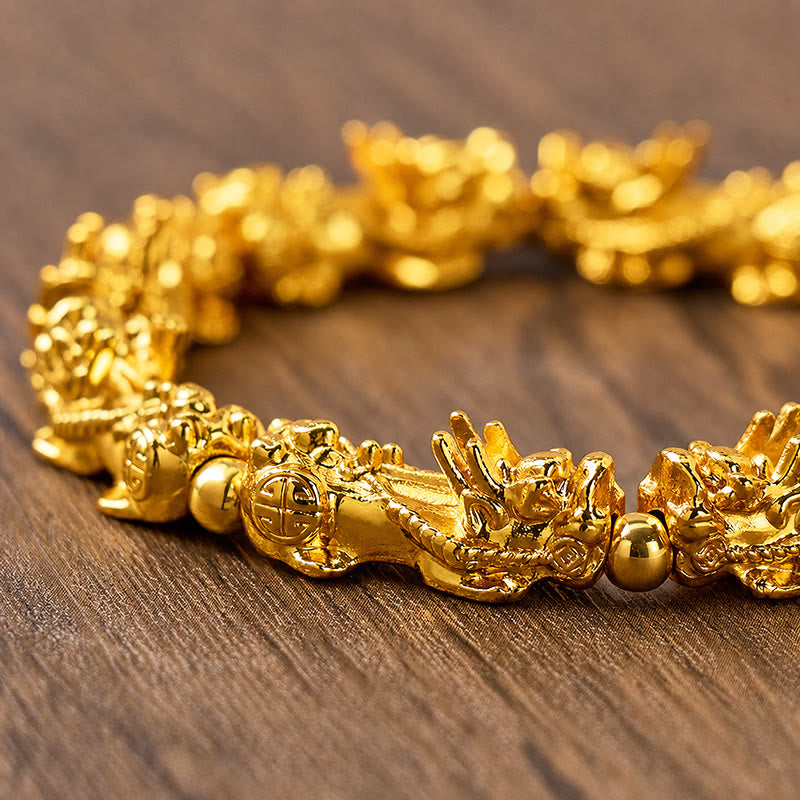 FuAttract Fortune Prosperity & Positive Energy Golden Alloy Eight Pixiu Bracelet - image 4