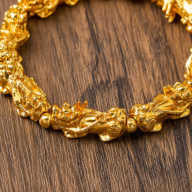 FuAttract Fortune Prosperity & Positive Energy Golden Alloy Eight Pixiu Bracelet - image 5