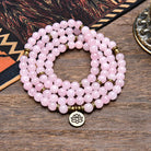 FuAttract Love Harmony & Emotional Balance 108 Rose Quartz Mala Beads Bracelet Necklace With Lotus Pendant - image 1