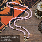 FuAttract Love Harmony & Emotional Balance 108 Rose Quartz Mala Beads Bracelet Necklace With Lotus Pendant - image 6