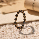 FuAttract Inner Peace & Blessing Gold Wire Wrapped Round Labradorite Bead Ring - Faceted Black Spinel - image 21