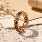FuAttract Inner Peace & Blessing Gold Wire Wrapped Round Labradorite Bead Ring - Double Row Multicolor Tourmaline - image 27