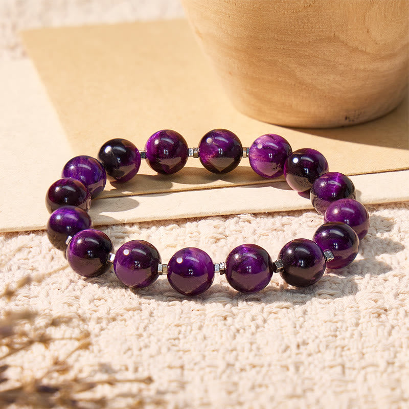 FuAttract Wealth Prosperity & Confidence Purple Tiger's Eye Lucky Fortune Bracelet - 10mm - image 0