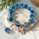 FuAttract Love & Harmony Blue Glaze Beads Butterfly Charm Bracelet - Blue - image 0