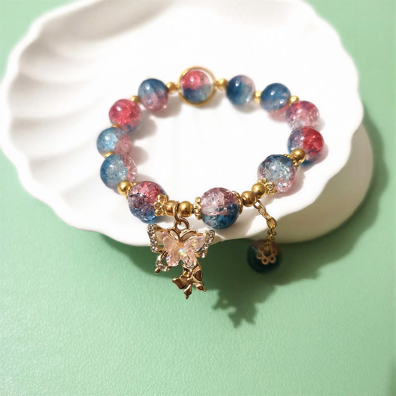 FuAttract Love & Harmony Blue Glaze Beads Butterfly Charm Bracelet - Golden Butterfly - image 4