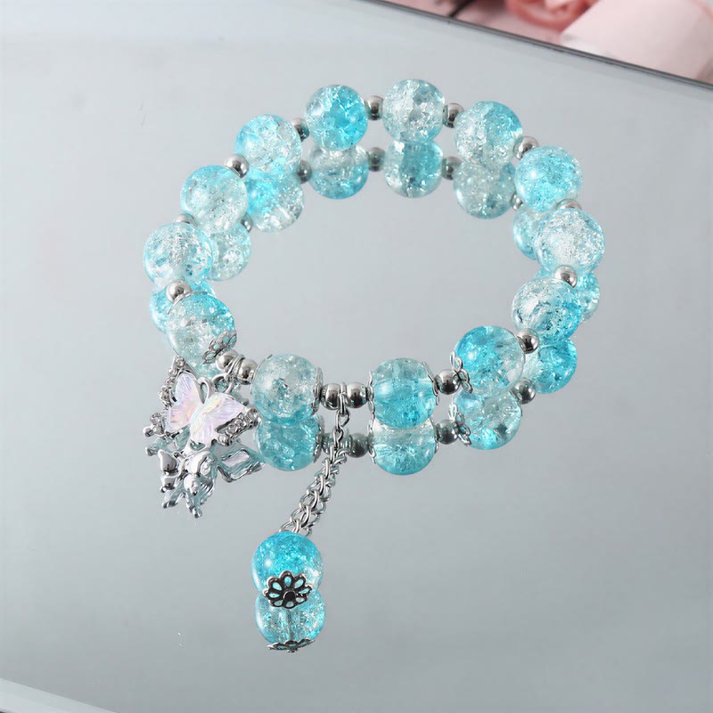 FuAttract Love & Harmony Blue Glaze Beads Butterfly Charm Bracelet - Light Blue - image 8