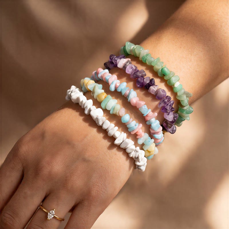 FREE Today: Balance Positive Energy White Turquoise Amazonite Amethyst Green Aventurine Aquamarine Crushed Bead Bracelet - image 5