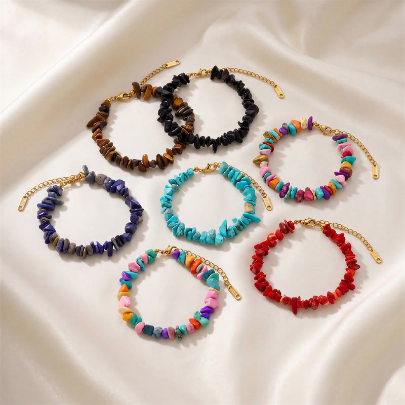 FREE Today: Balance Positive Energy White Turquoise Amazonite Amethyst Green Aventurine Aquamarine Crushed Bead Bracelet - image 2
