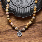 FuAttract Harmony & Good Fortune 108 Bamboo Leaf Agate Silver Lotus Pendant Mala Beads Bracelet Necklace - image 3
