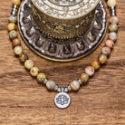 FuAttract Harmony & Good Fortune 108 Bamboo Leaf Agate Silver Lotus Pendant Mala Beads Bracelet Necklace - image 4
