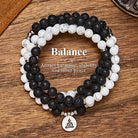 FuAttract Protection & Harmony 108 Lava Stone White Turquoise Silver Buddha Pendant Mala Beads Bracelet Necklace - 8mm - image 0