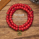 FuAttract Protection & Good Fortune 108 Red Agate Mala Beads Bracelet Necklace With Lotus Pendant - 8mm - image 0