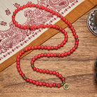 FuAttract Protection & Good Fortune 108 Red Agate Mala Beads Bracelet Necklace With Lotus Pendant - image 1