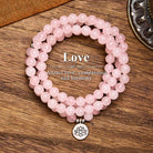FuAttract Love & Harmony 108 Rose Quartz  Silver Lotus Pendant Mala Beads Bracelet Necklace - 8mm - image 0