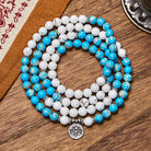 FuAttract Protection & Harmony 108 White Turquoise Blue Imperial Stone Lotus Mala Beads  Bracelet Necklace - image 2