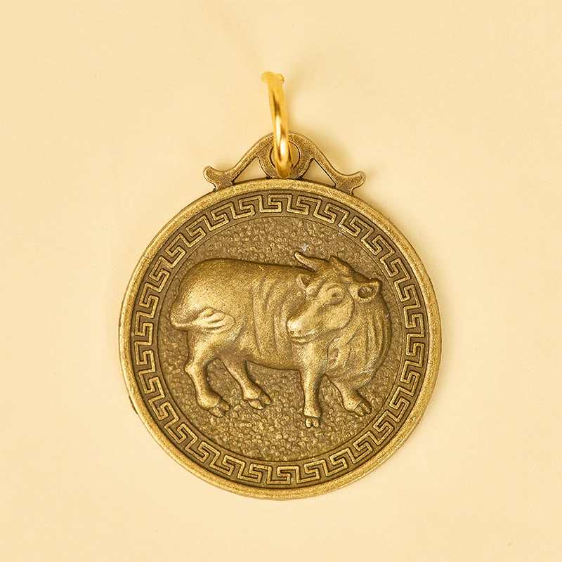 FuAttract Luck Protection & Prosperity Brass Chinese Zodiac Round Plaque Keychain - image 7