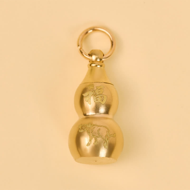 FuAttract Wealth Protection & Prosperity Brass Dragon Pixiu Chinese Zodiac Calabash Keychain - image 3