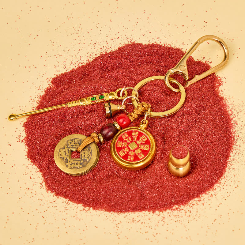 FuAttract Protection & Peace Brass Shan Gui Spinning Five Emperor Coins Calabash  Keychain - image 3