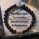 FuAttract Grounding Protection Balance & Calm Strength Black Obsidian Bracelet - 8mm - image 0
