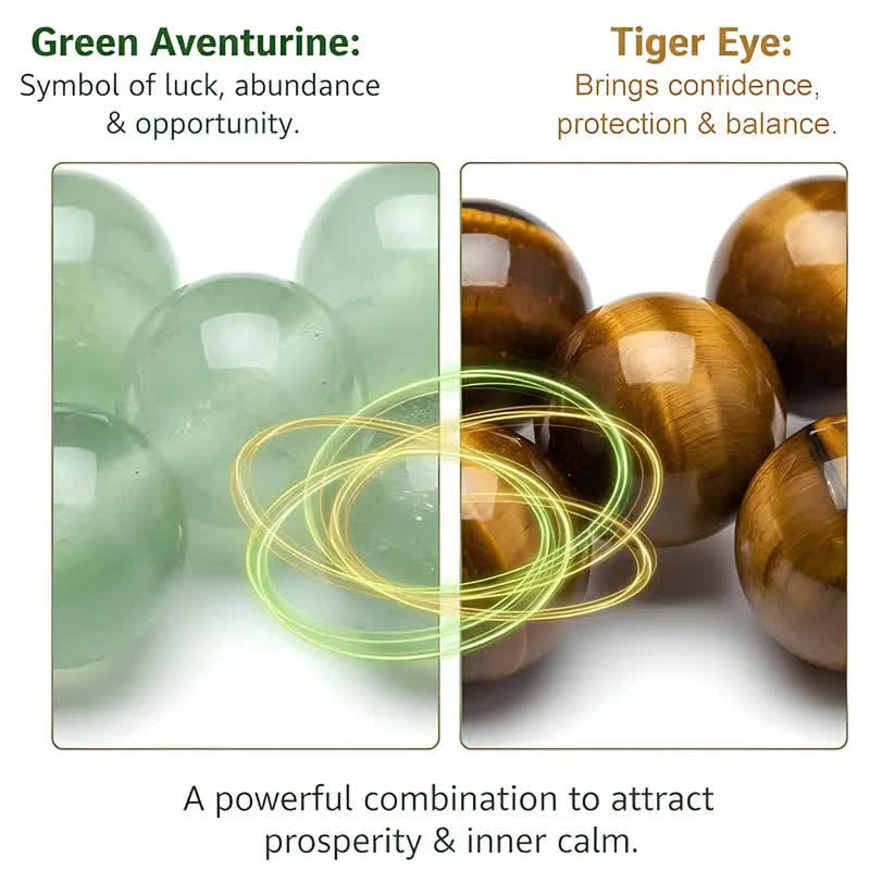 FuAttract Luck Growth Protection & Emotional Balance Green Aventurine Tiger's Eye Bracelet - image 3