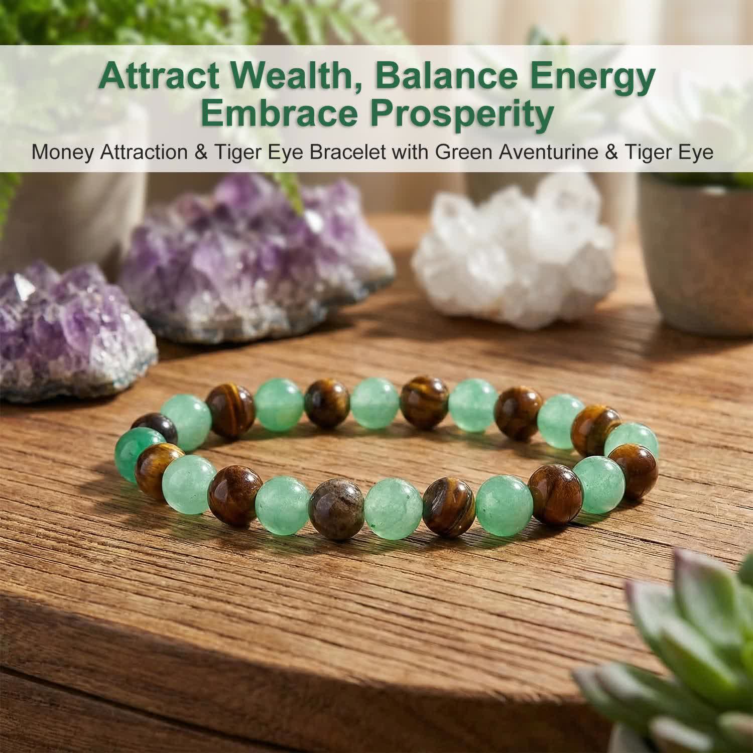 FuAttract Luck Growth Protection & Emotional Balance Green Aventurine Tiger's Eye Bracelet - image 1