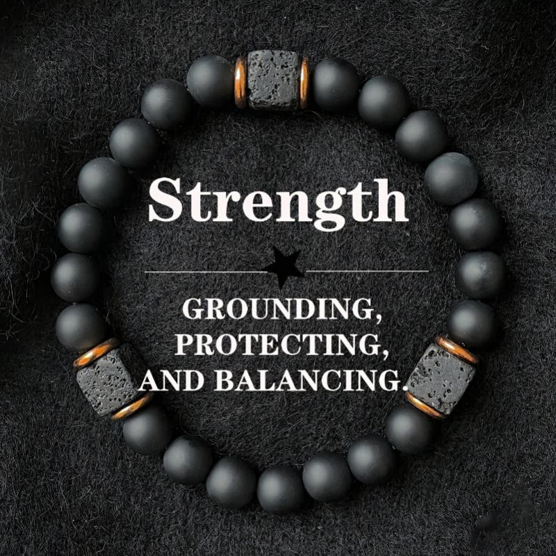FuAttract Grounding Protection & Stability Lava Rock Black Onyx Vintage Bracelet - 8mm - image 0
