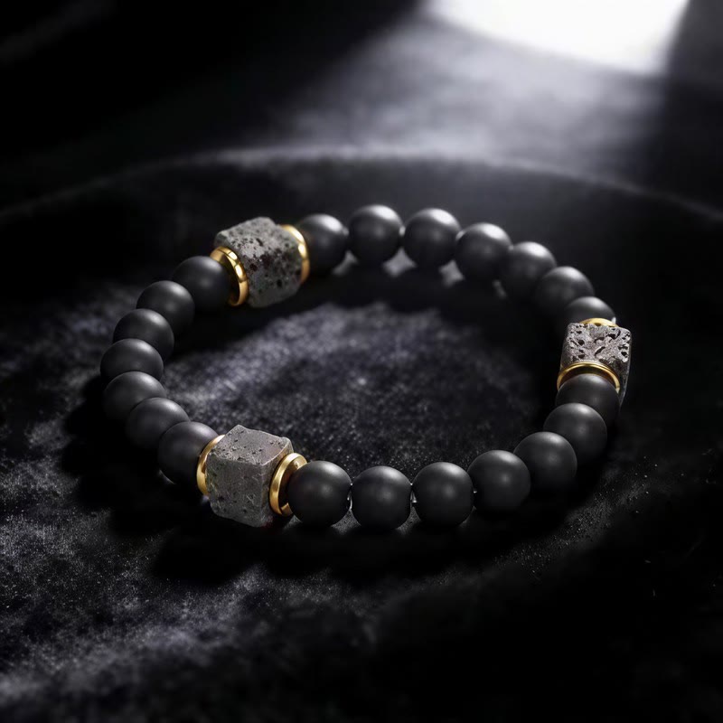 FuAttract Grounding Protection & Stability Lava Rock Black Onyx Vintage Bracelet - image 1