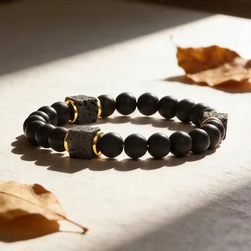 FuAttract Grounding Protection & Stability Lava Rock Black Onyx Vintage Bracelet - image 2